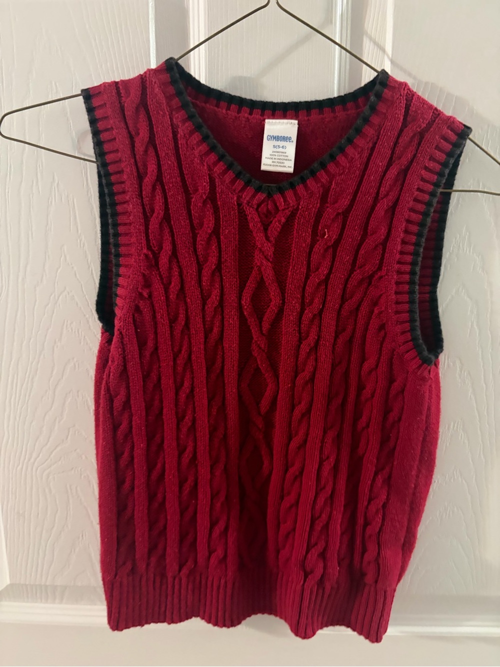 Gymboree Red Cable-Knit Sweater Vest with Black Trim